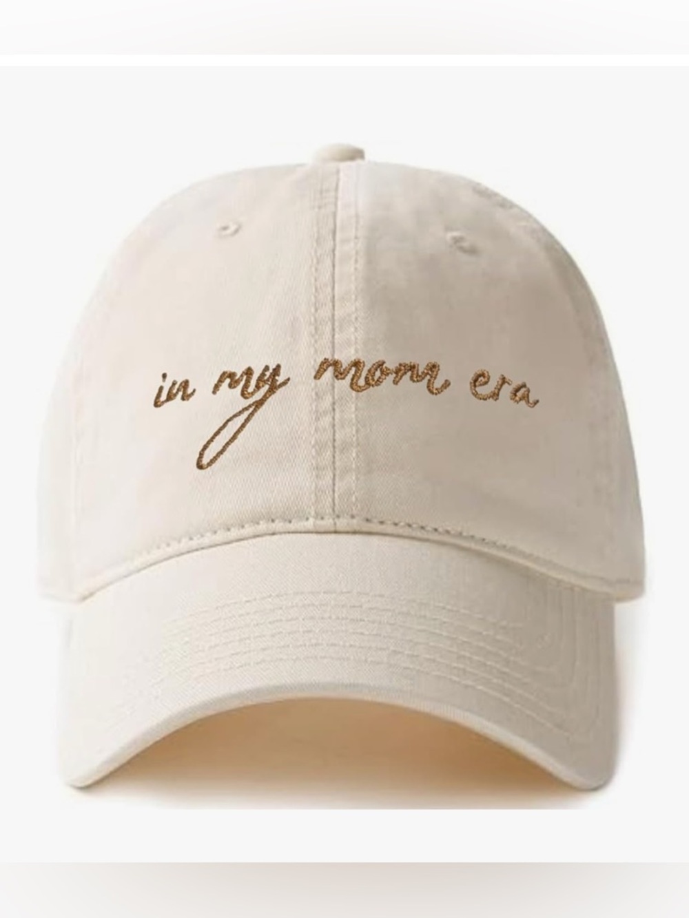 Embroidered 'in my mom era' Beige Baseball Cap
